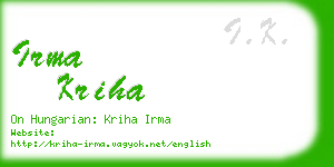 irma kriha business card